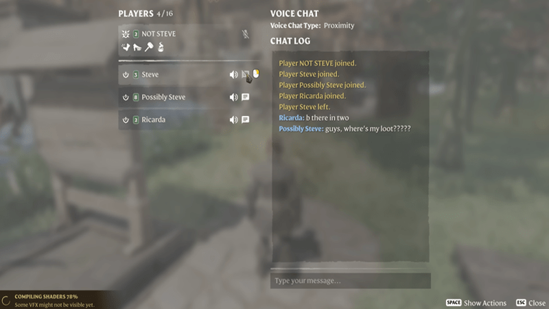 In-game Social menu with chat and voice options